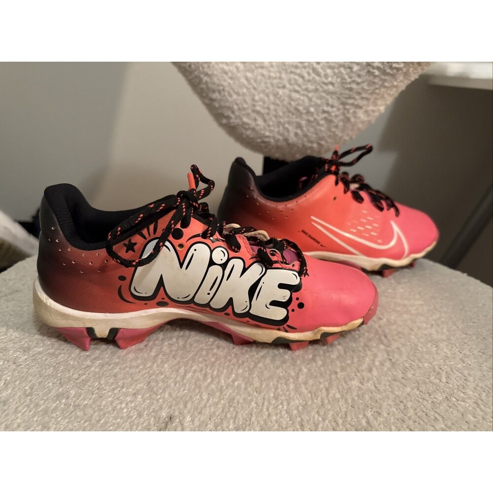 NIKE Logo Ball Fastflex Diamond Hot Pink Lace Up Cleat FZ8655-600 Girl 3.5Y